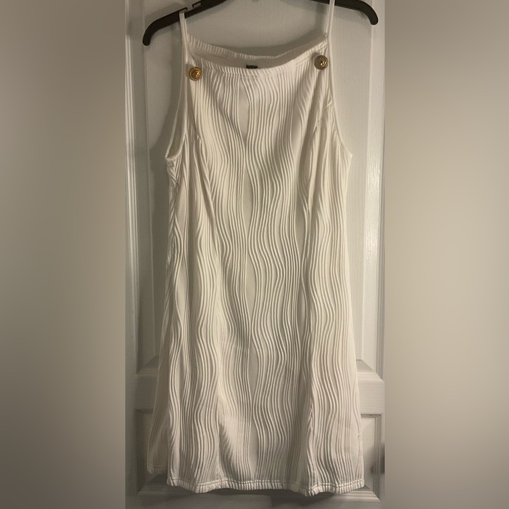 Shein Cream/White Midi Long Dress with Gold Buttons